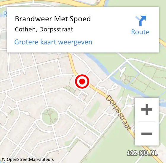 Locatie op kaart van de 112 melding: Brandweer Met Spoed Naar Cothen, Dorpsstraat op 8 februari 2018 13:58