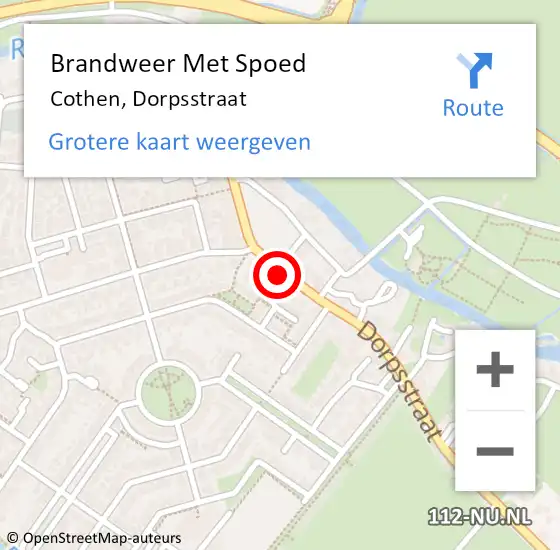 Locatie op kaart van de 112 melding: Brandweer Met Spoed Naar Cothen, Dorpsstraat op 8 februari 2018 14:08