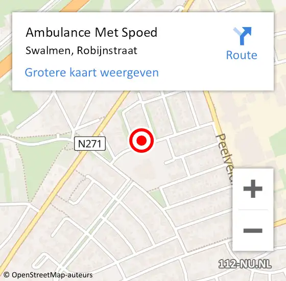 Locatie op kaart van de 112 melding: Ambulance Met Spoed Naar Swalmen, Robijnstraat op 8 februari 2018 14:10