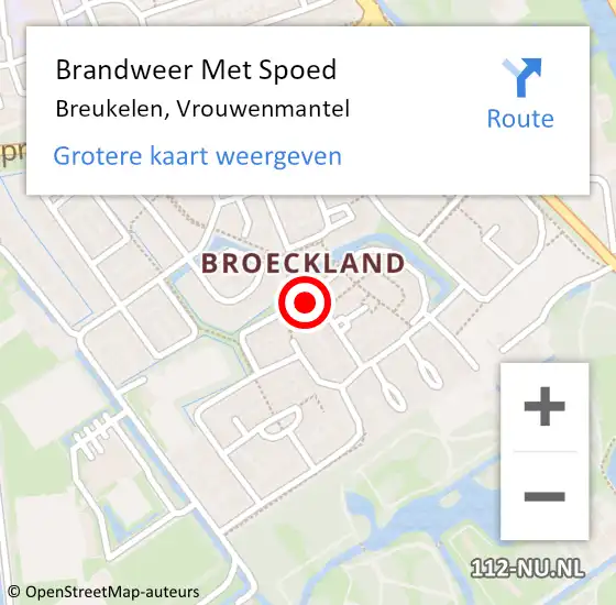 Locatie op kaart van de 112 melding: Brandweer Met Spoed Naar Breukelen, Vrouwenmantel op 15 februari 2014 15:29