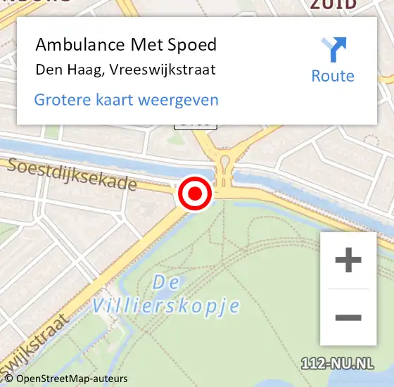 Locatie op kaart van de 112 melding: Ambulance Met Spoed Naar Den Haag, Vreeswijkstraat op 8 februari 2018 15:10