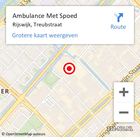 Locatie op kaart van de 112 melding: Ambulance Met Spoed Naar Rijswijk, Treubstraat op 8 februari 2018 15:12
