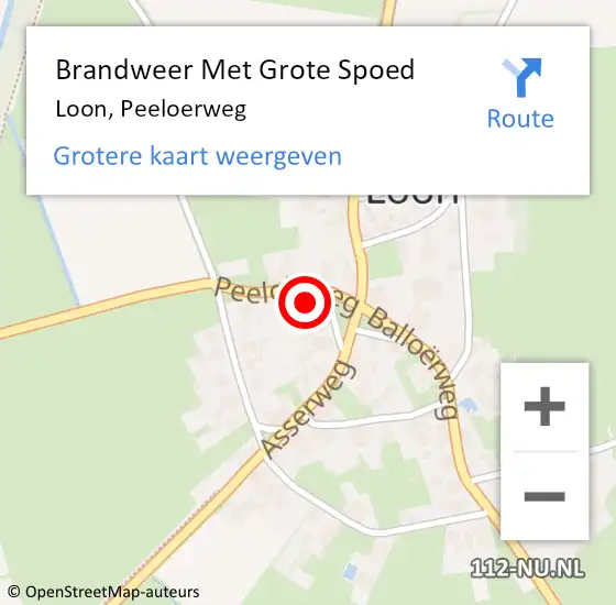 Locatie op kaart van de 112 melding: Brandweer Met Grote Spoed Naar Loon, Peeloerweg op 8 februari 2018 15:13