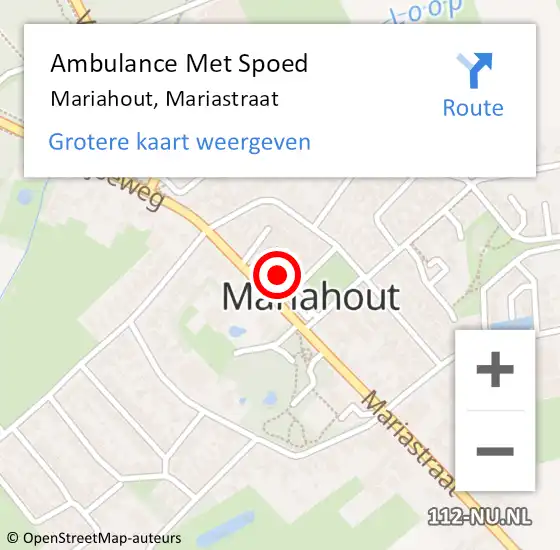 Locatie op kaart van de 112 melding: Ambulance Met Spoed Naar Mariahout, Mariastraat op 8 februari 2018 15:42