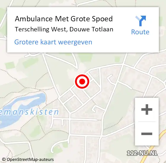 Locatie op kaart van de 112 melding: Ambulance Met Grote Spoed Naar Terschelling West, Douwe Totlaan op 22 september 2013 15:58