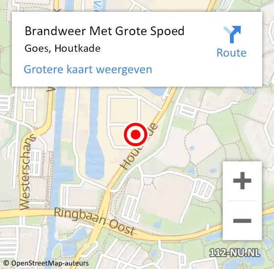 Locatie op kaart van de 112 melding: Brandweer Met Grote Spoed Naar Goes, Houtkade op 8 februari 2018 16:13