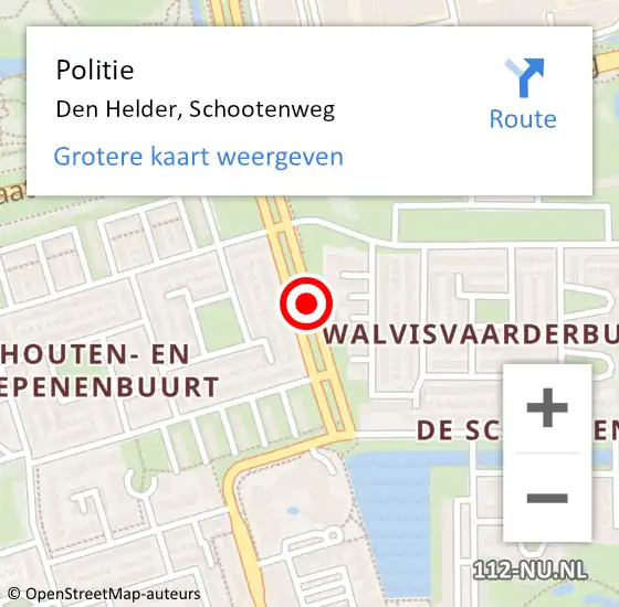 Locatie op kaart van de 112 melding: Politie Den Helder, Schootenweg op 8 februari 2018 16:38