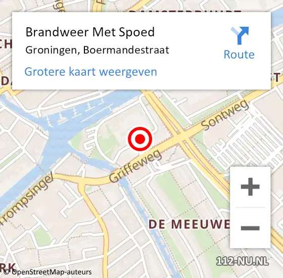 Locatie op kaart van de 112 melding: Brandweer Met Spoed Naar Groningen, Boermandestraat op 8 februari 2018 16:40