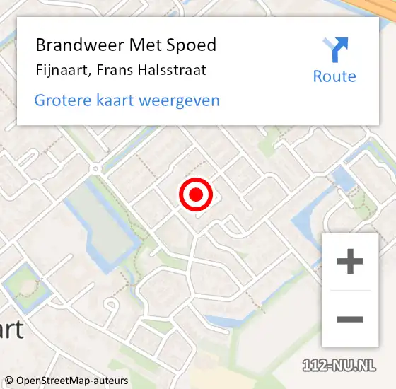 Locatie op kaart van de 112 melding: Brandweer Met Spoed Naar Fijnaart, Frans Halsstraat op 8 februari 2018 16:53