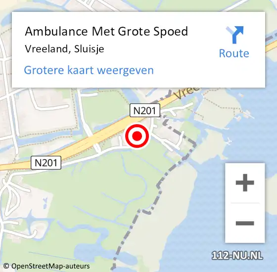 Locatie op kaart van de 112 melding: Ambulance Met Grote Spoed Naar Vreeland, Sluisje op 8 februari 2018 17:47