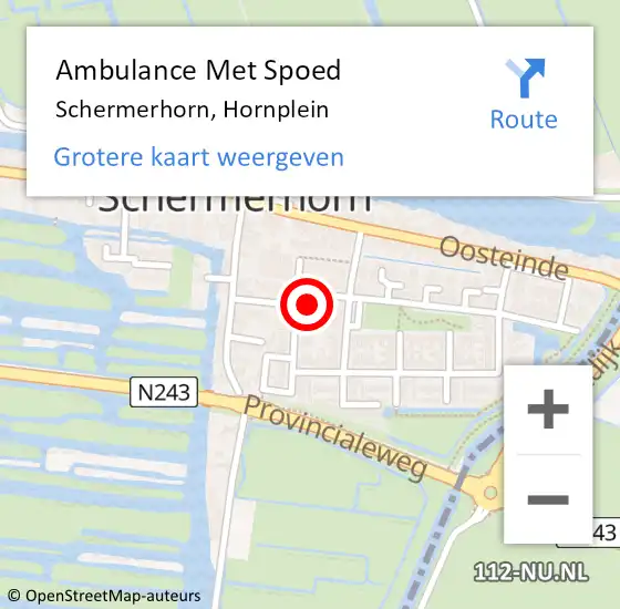 Locatie op kaart van de 112 melding: Ambulance Met Spoed Naar Schermerhorn, Hornplein op 8 februari 2018 17:55