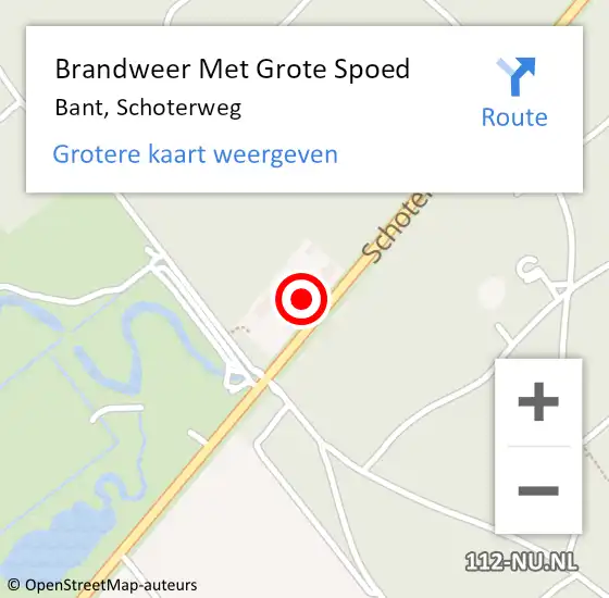 Locatie op kaart van de 112 melding: Brandweer Met Grote Spoed Naar Bant, Schoterweg op 8 februari 2018 18:13