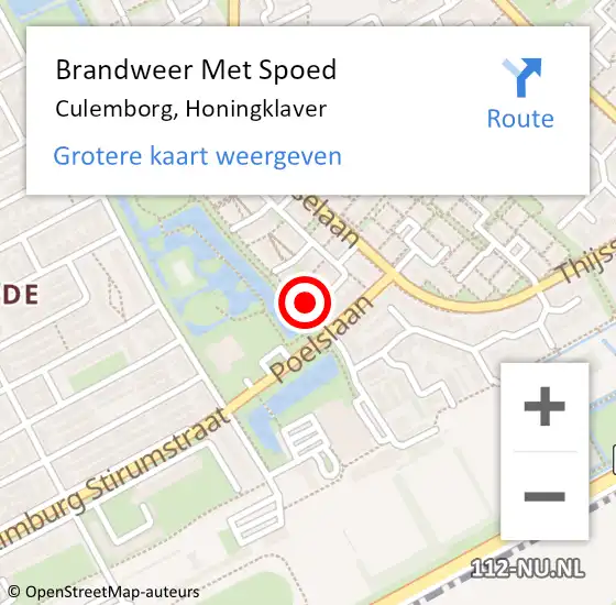 Locatie op kaart van de 112 melding: Brandweer Met Spoed Naar Culemborg, Honingklaver op 8 februari 2018 18:50