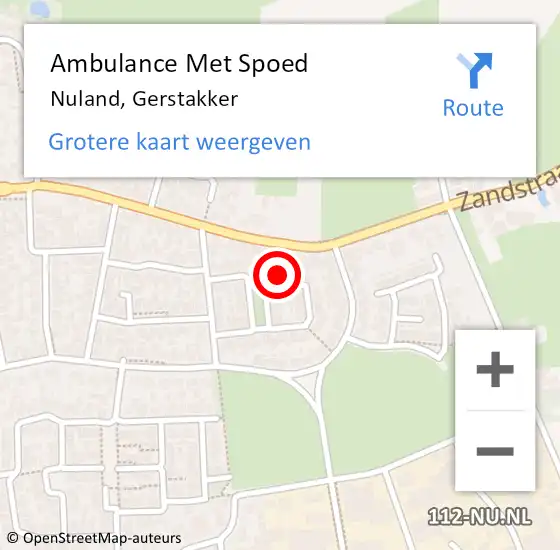 Locatie op kaart van de 112 melding: Ambulance Met Spoed Naar Nuland, Gerstakker op 8 februari 2018 19:07