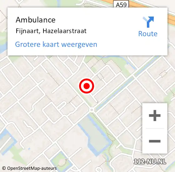 Locatie op kaart van de 112 melding: Ambulance Fijnaart, Hazelaarstraat op 8 februari 2018 19:17