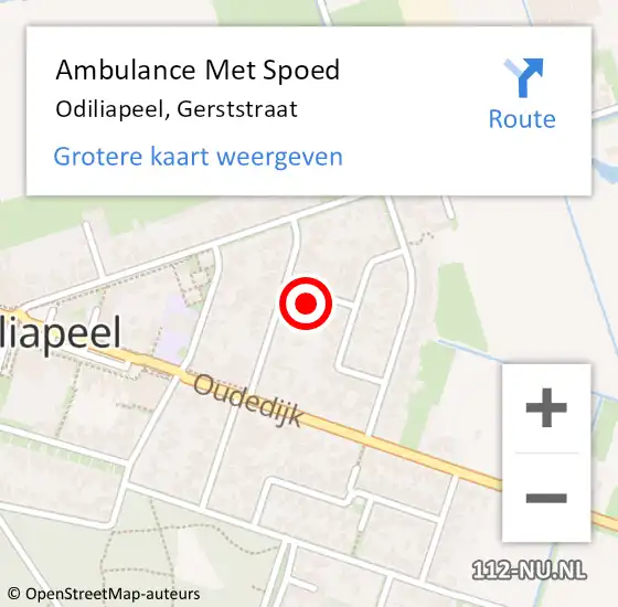 Locatie op kaart van de 112 melding: Ambulance Met Spoed Naar Odiliapeel, Gerststraat op 15 februari 2014 16:03