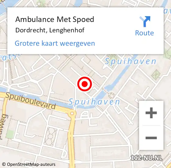 Locatie op kaart van de 112 melding: Ambulance Met Spoed Naar Dordrecht, Lenghenhof op 8 februari 2018 19:46