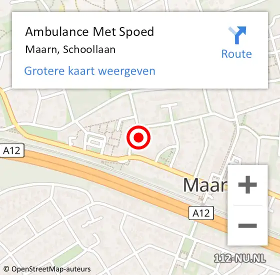 Locatie op kaart van de 112 melding: Ambulance Met Spoed Naar Maarn, Schoollaan op 8 februari 2018 20:18