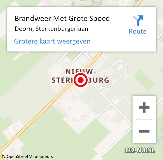 Locatie op kaart van de 112 melding: Brandweer Met Grote Spoed Naar Doorn, Sterkenburgerlaan op 8 februari 2018 21:05