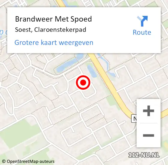 Locatie op kaart van de 112 melding: Brandweer Met Spoed Naar Soest, Claroenstekerpad op 15 februari 2014 16:12