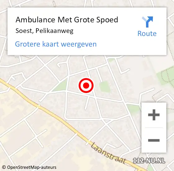 Locatie op kaart van de 112 melding: Ambulance Met Grote Spoed Naar Soest, Pelikaanweg op 8 februari 2018 21:32