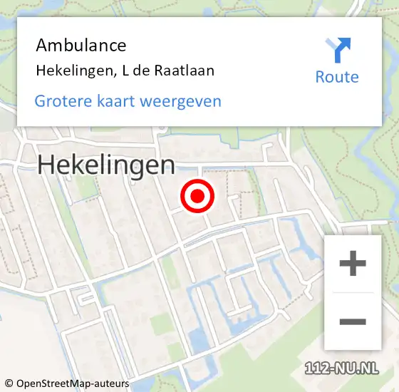 Locatie op kaart van de 112 melding: Ambulance Hekelingen, L de Raatlaan op 8 februari 2018 21:36