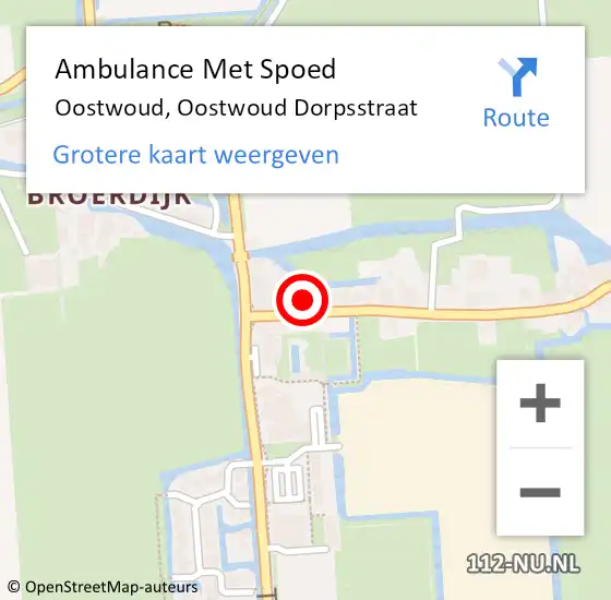 Locatie op kaart van de 112 melding: Ambulance Met Spoed Naar Oostwoud, Oostwoud Dorpsstraat op 8 februari 2018 21:39