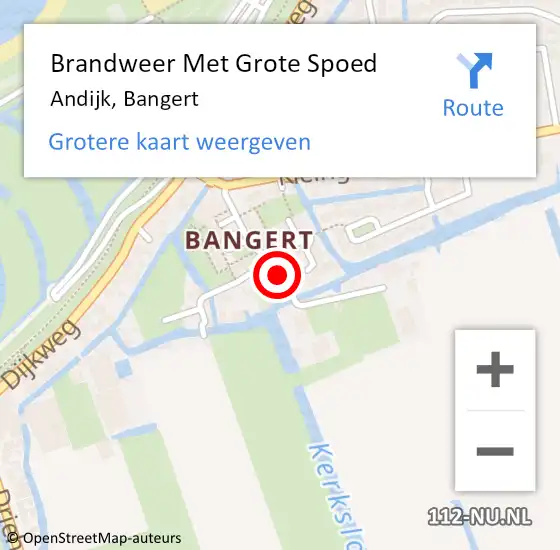 Locatie op kaart van de 112 melding: Brandweer Met Grote Spoed Naar Andijk, Bangert op 9 februari 2018 02:17