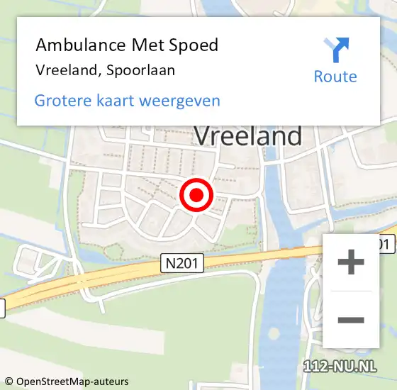 Locatie op kaart van de 112 melding: Ambulance Met Spoed Naar Vreeland, Spoorlaan op 9 februari 2018 04:01