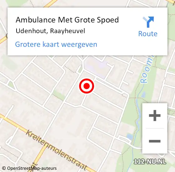 Locatie op kaart van de 112 melding: Ambulance Met Grote Spoed Naar Udenhout, Raayheuvel op 9 februari 2018 06:28