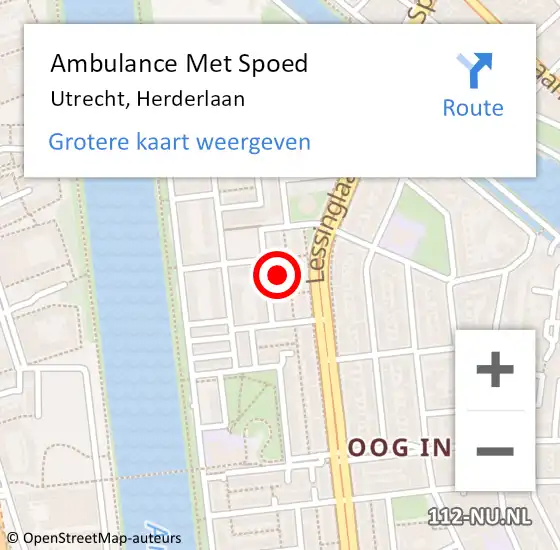 Locatie op kaart van de 112 melding: Ambulance Met Spoed Naar Utrecht, Herderlaan op 9 februari 2018 07:12