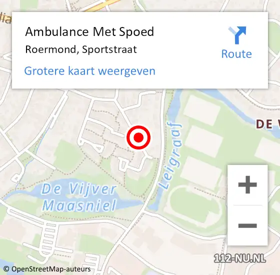 Locatie op kaart van de 112 melding: Ambulance Met Spoed Naar Roermond, Sportstraat op 9 februari 2018 07:31