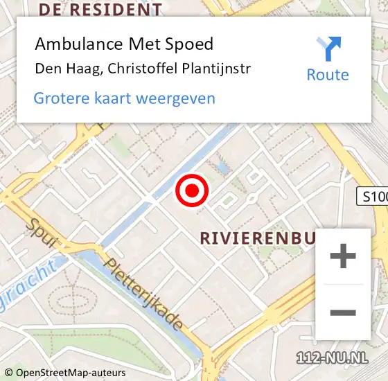 Locatie op kaart van de 112 melding: Ambulance Met Spoed Naar Den Haag, Christoffel Plantijnstr op 9 februari 2018 08:14