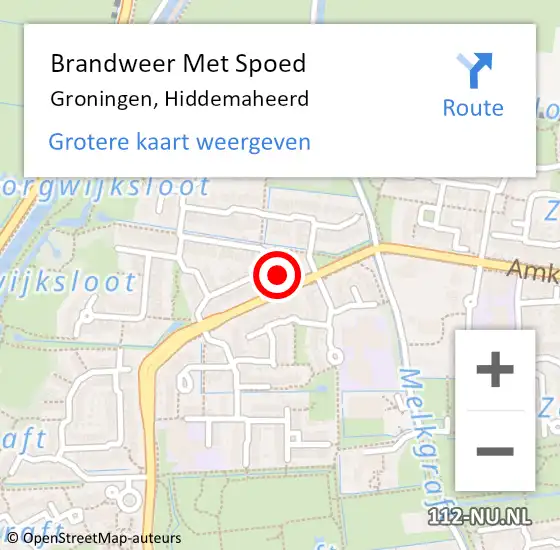 Locatie op kaart van de 112 melding: Brandweer Met Spoed Naar Groningen, Hiddemaheerd op 15 februari 2014 16:41