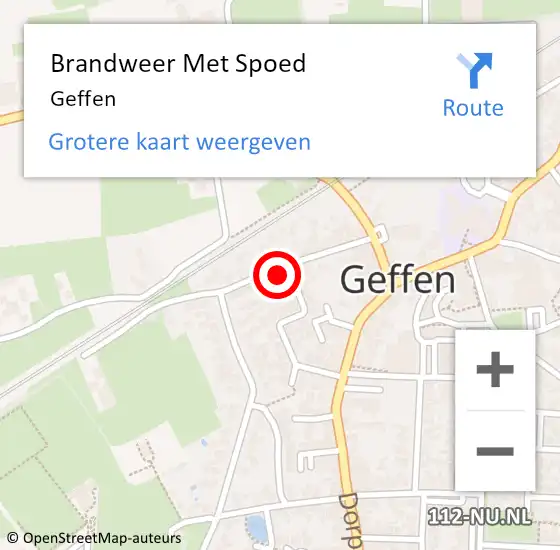 Locatie op kaart van de 112 melding: Brandweer Met Spoed Naar Geffen op 9 februari 2018 09:05