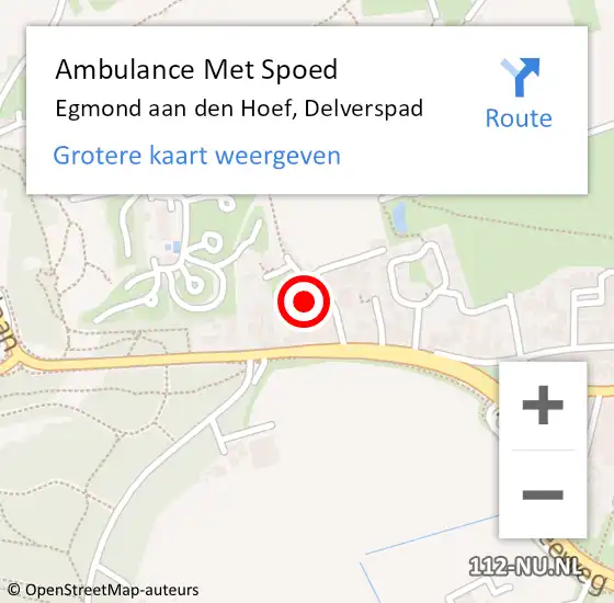 Locatie op kaart van de 112 melding: Ambulance Met Spoed Naar Egmond aan den Hoef, Delverspad op 9 februari 2018 09:35