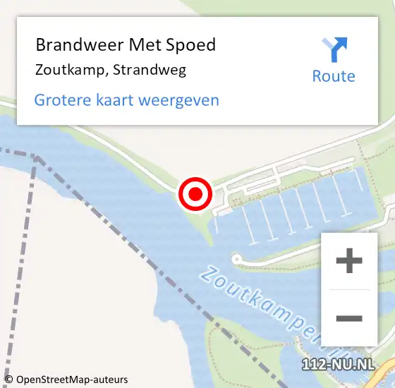 Locatie op kaart van de 112 melding: Brandweer Met Spoed Naar Zoutkamp, Strandweg op 15 februari 2014 16:51