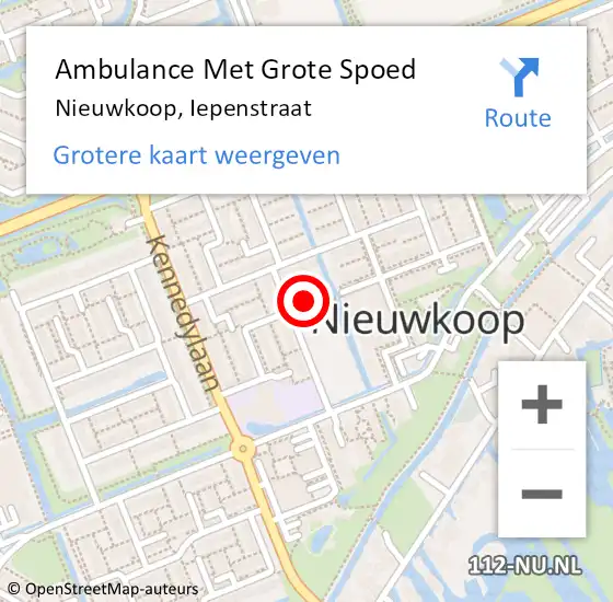 Locatie op kaart van de 112 melding: Ambulance Met Grote Spoed Naar Nieuwkoop, Iepenstraat op 9 februari 2018 10:01