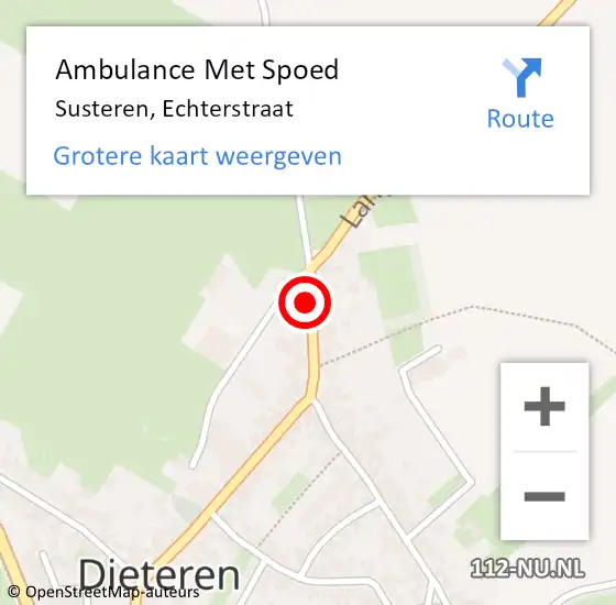 Locatie op kaart van de 112 melding: Ambulance Met Spoed Naar Susteren, Echterstraat op 9 februari 2018 10:16