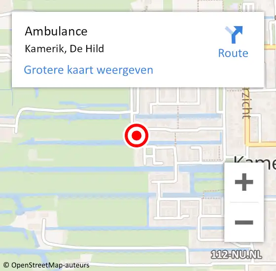 Locatie op kaart van de 112 melding: Ambulance Kamerik, De Hild op 9 februari 2018 10:21