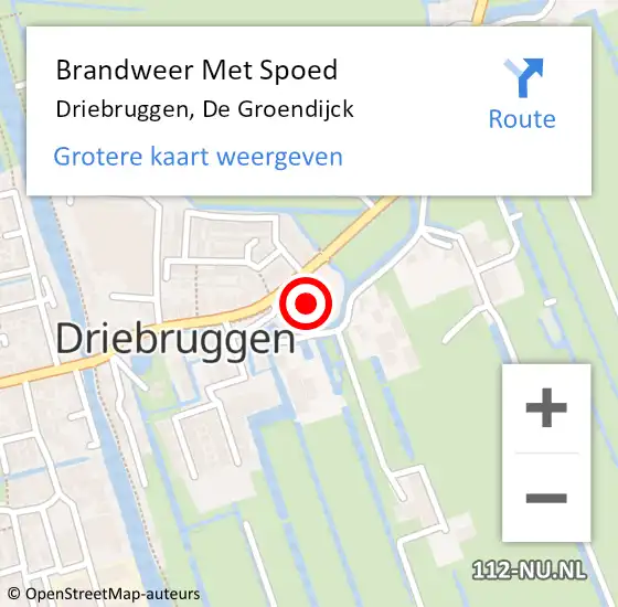 Locatie op kaart van de 112 melding: Brandweer Met Spoed Naar Driebruggen, De Groendijck op 9 februari 2018 10:31