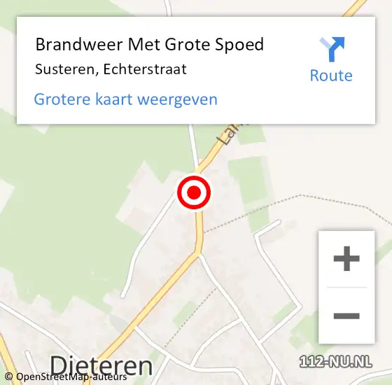 Locatie op kaart van de 112 melding: Brandweer Met Grote Spoed Naar Susteren, Echterstraat op 9 februari 2018 10:52