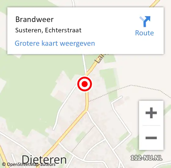 Locatie op kaart van de 112 melding: Brandweer Susteren, Echterstraat op 9 februari 2018 11:00