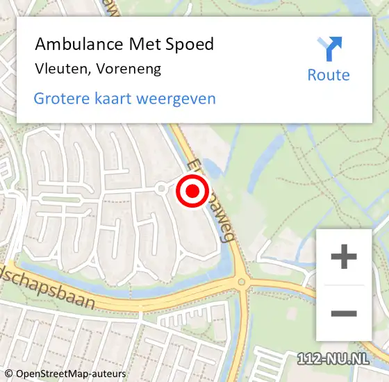 Locatie op kaart van de 112 melding: Ambulance Met Spoed Naar Vleuten, Voreneng op 9 februari 2018 11:23