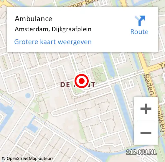 Locatie op kaart van de 112 melding: Ambulance Amsterdam, Dijkgraafplein op 9 februari 2018 12:05
