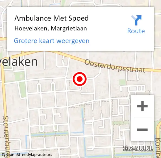 Locatie op kaart van de 112 melding: Ambulance Met Spoed Naar Hoevelaken, Margrietlaan op 9 februari 2018 12:22