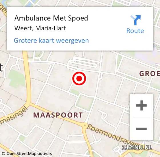 Locatie op kaart van de 112 melding: Ambulance Met Spoed Naar Weert, Maria-Hart op 15 februari 2014 17:09