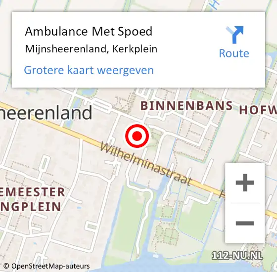 Locatie op kaart van de 112 melding: Ambulance Met Spoed Naar Mijnsheerenland, Kerkplein op 9 februari 2018 12:41