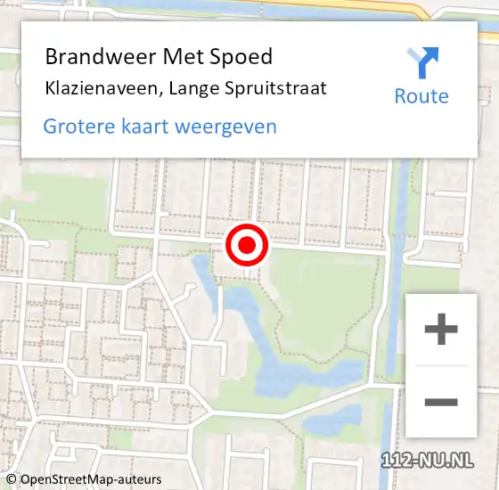 Locatie op kaart van de 112 melding: Brandweer Met Spoed Naar Klazienaveen, Lange Spruitstraat op 9 februari 2018 13:27