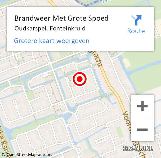 Locatie op kaart van de 112 melding: Brandweer Met Grote Spoed Naar Oudkarspel, Fonteinkruid op 9 februari 2018 13:41